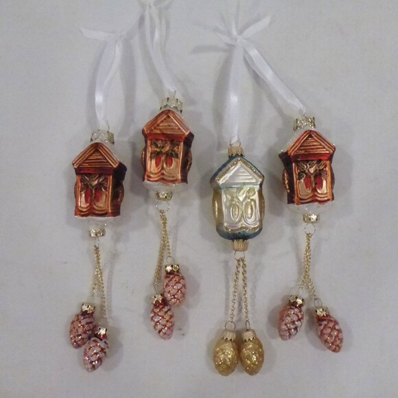 NEW 7.5” CUCKCOO CLOCK GERMAN GLASS CHRISTMAS LOT OF 4 - Picture 13 of 13